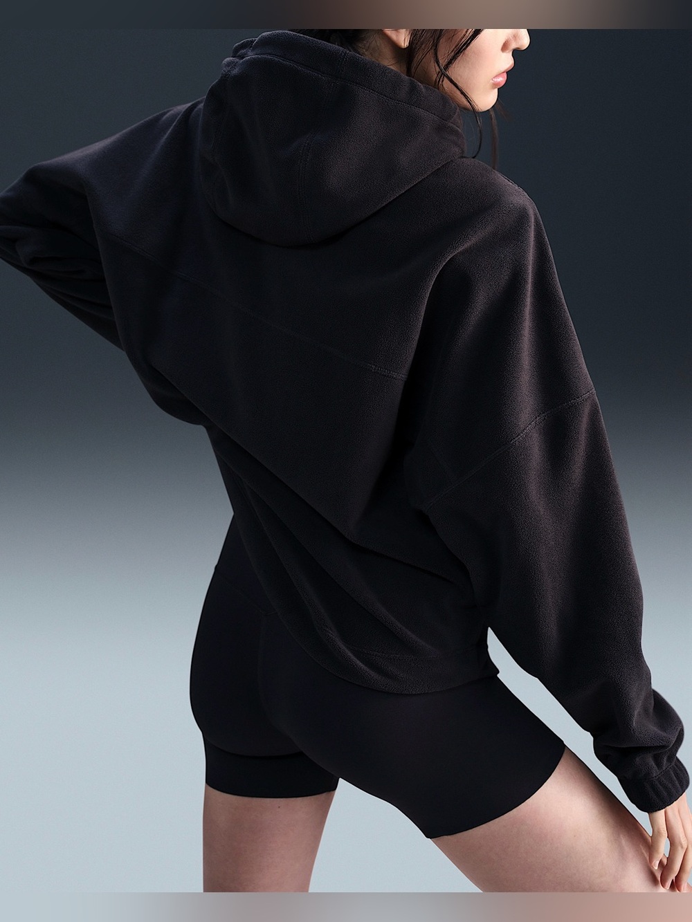 Nike One Women's Oversized Therma-FIT Pullover Fleece Hoodie FV8076-010 Black M - Picture 10 of 12